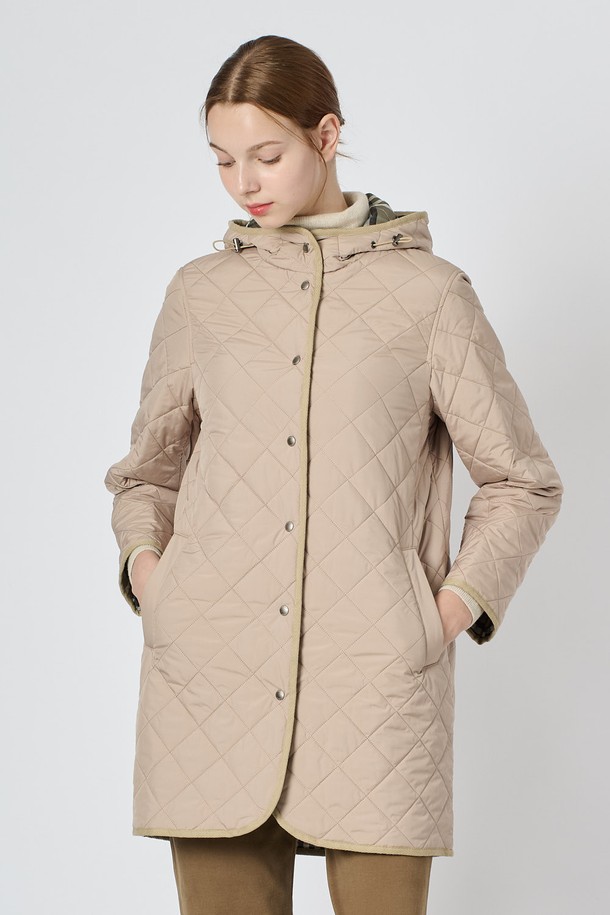 BCBG - 점퍼 - [24WT] 후드 퀼팅 점퍼 - M BEIGE B4W9R17072