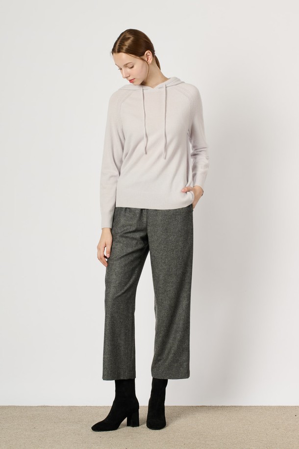 BCBG - 스웨터 - [24WT] 울 캐시 블랜딩 후드 니트 탑 - LIGHT GRAY B4W9K40215