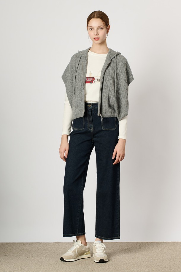 BCBG - 베스트 - [24WT] 케이블 후드 케이프 - MULTI M GRAY B4W9K50697