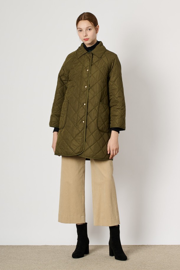 BCBG - 패딩 - [24WT] 퀼티드 패딩 점퍼 - KHAKI B4W9R12545