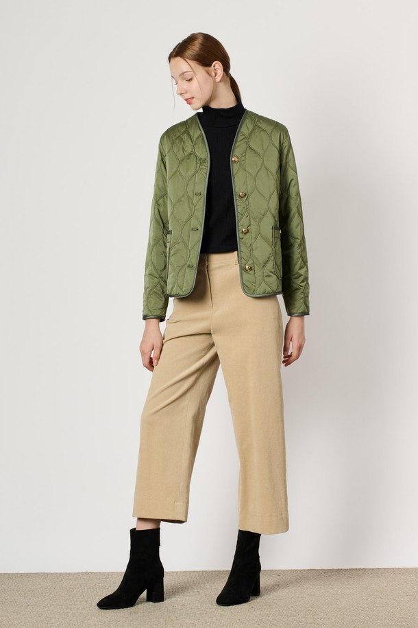 BCBG - 패딩 - [24WT] 웨이브 퀼팅 점퍼 - KHAKI B4W9R13445