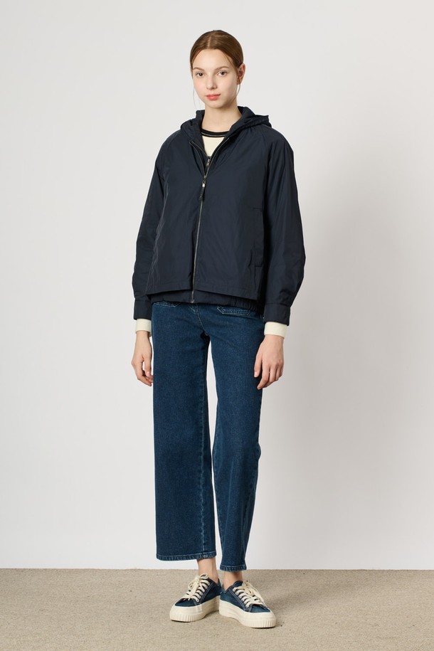 BCBG - 패딩 - [24WT] 후드 집업 더블 점퍼 - NAVY B4W9R15055