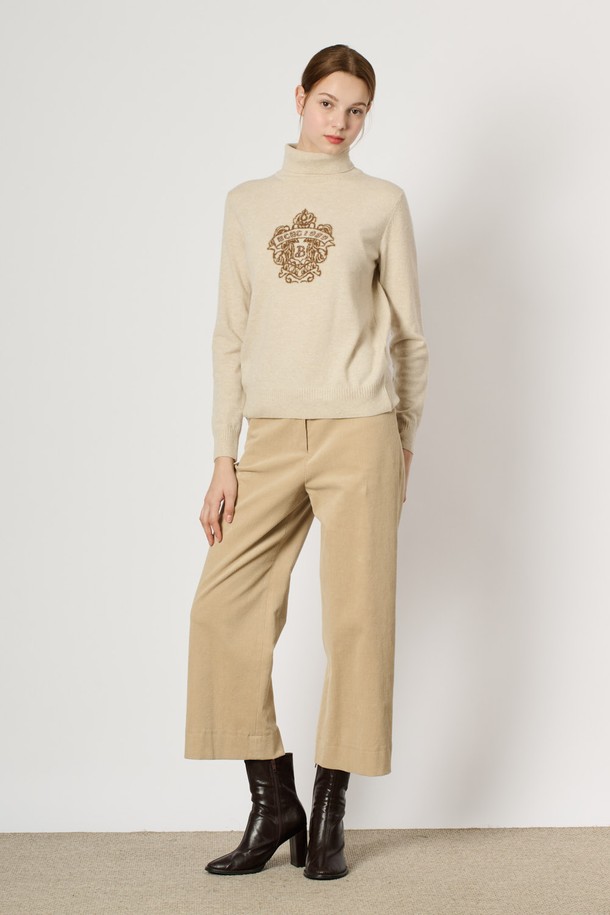 BCBG - 터틀넥 - [24WT] 원포인트 터들넥 니트 탑 - OATMEAL B4WBK32577