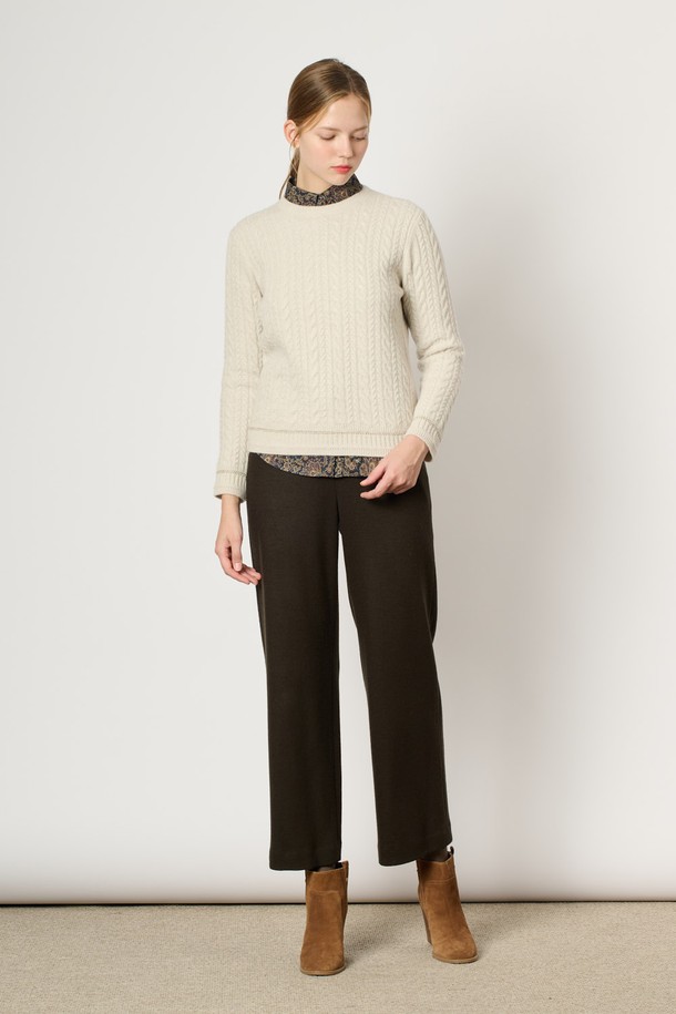 BCBG - 스웨터 - [24WT] 캐시 블렌드 케이블 니트 - OATMEAL B4WBK42977