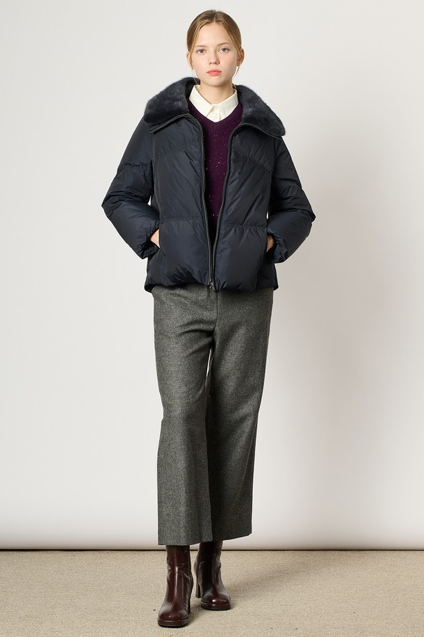 BCBG - 패딩 - [24WT] 탈부착 밍크카라 다운 - NAVY B4WAF83155