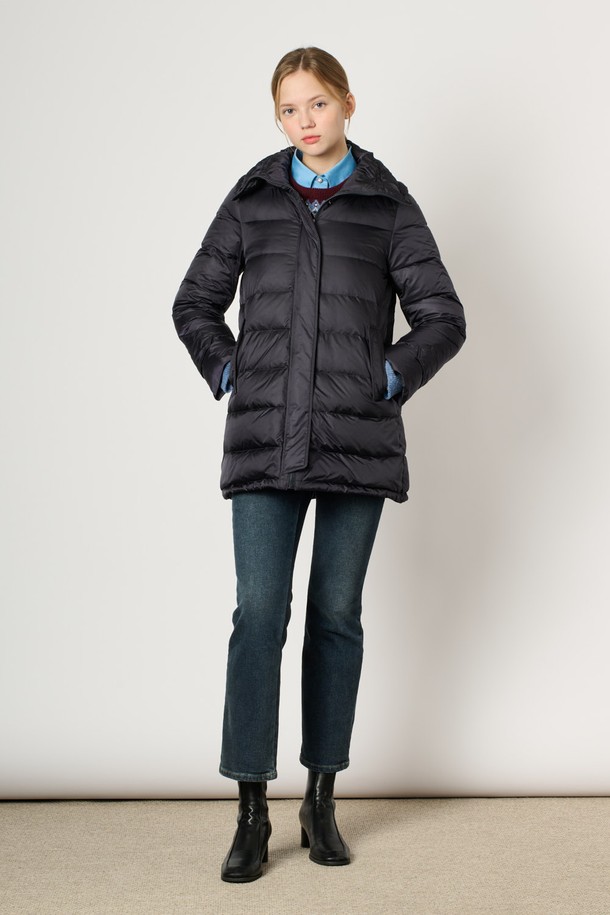 BCBG - 패딩 - [24WT] 카라 넥 롱 다운 - NAVY B4WAF82555