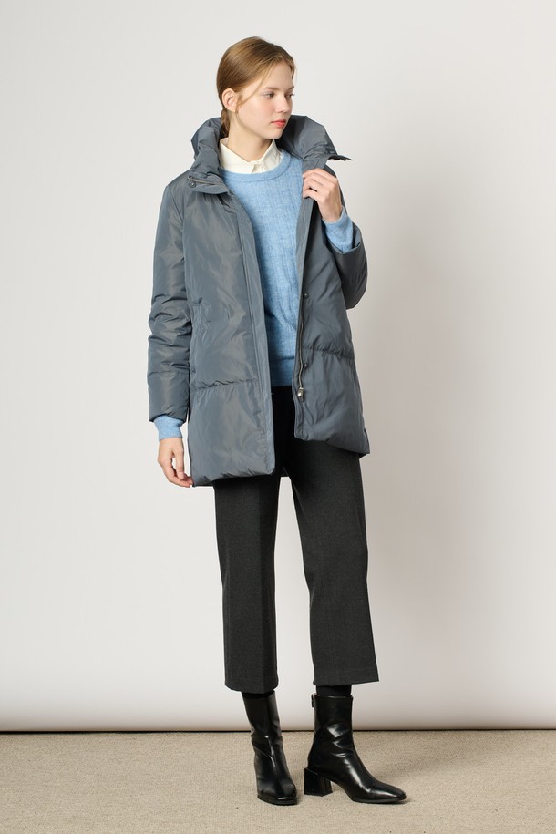 BCBG - 패딩 - [24WT] 탈부착 밍크 퍼 하이넥 다운 - DARK BLUE B4WAF83354