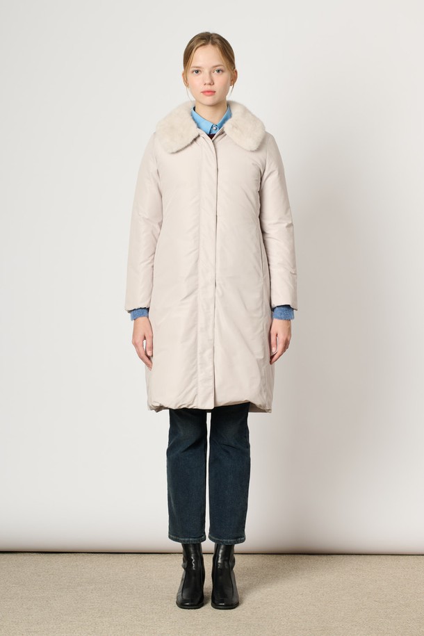 BCBG - 패딩 - [24WT] 밍크 카라 토끼 퍼 다운 - LIGHT BEIGE B4WAF84171