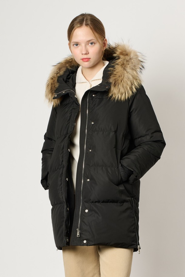 BCBG - 패딩 - [24WT] 라쿤 퍼 넥 다운 - BLACK B4WAF84299