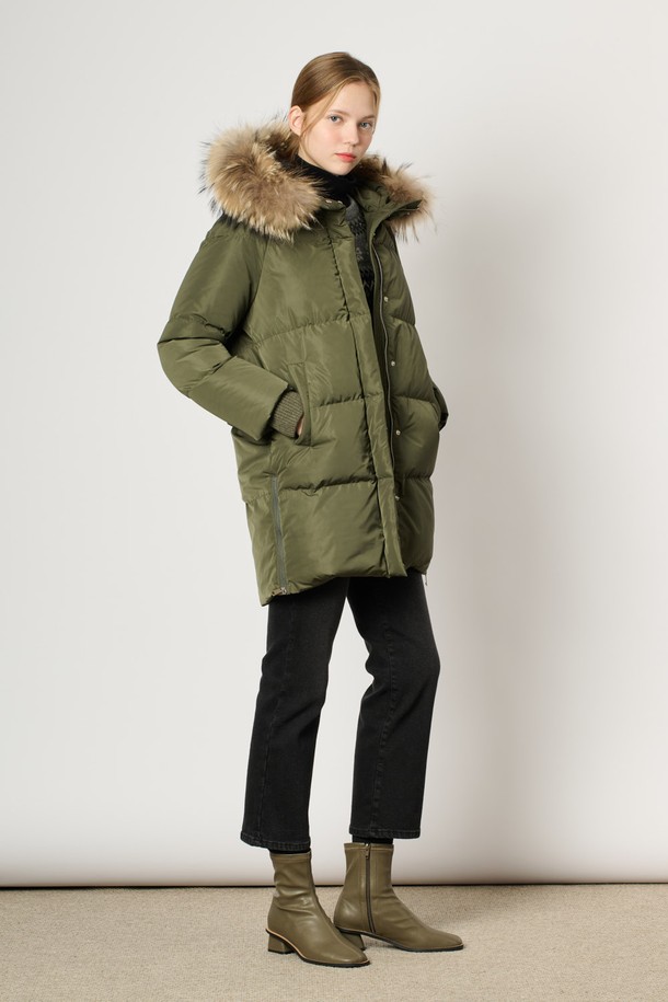 BCBG - 패딩 - [24WT] 라쿤 퍼 넥 다운 - KHAKI B4WAF84282