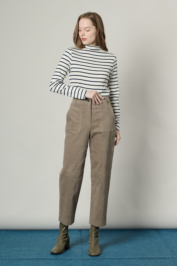 ALL&SUNDRY - 롱/미디팬츠 - [25SS] 베기핏 코듀로이 팬츠 - KHAKI BROWN A5S1P30485