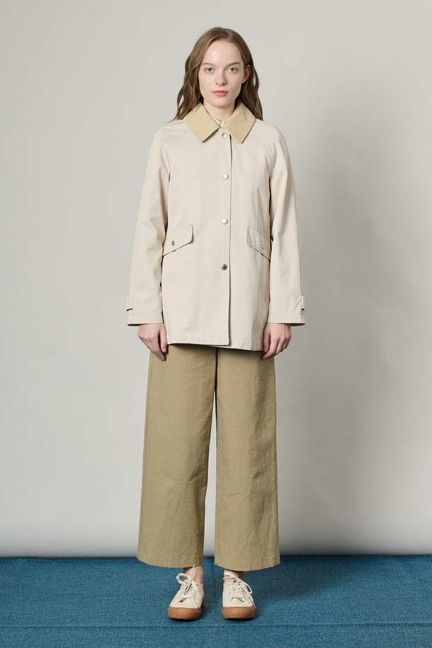 ALL&SUNDRY - 자켓 - [25SS] 코듀로이 칼라블록 하프 자켓 - LIGHT BEIGE A5S2N72271