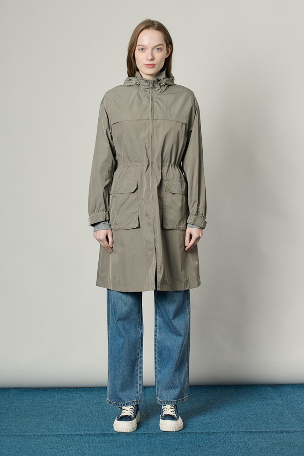 ALL&SUNDRY - 점퍼 - [25SS] 드로우스트링 후드 점퍼 - LIGHT KHAKI A5S2N72181