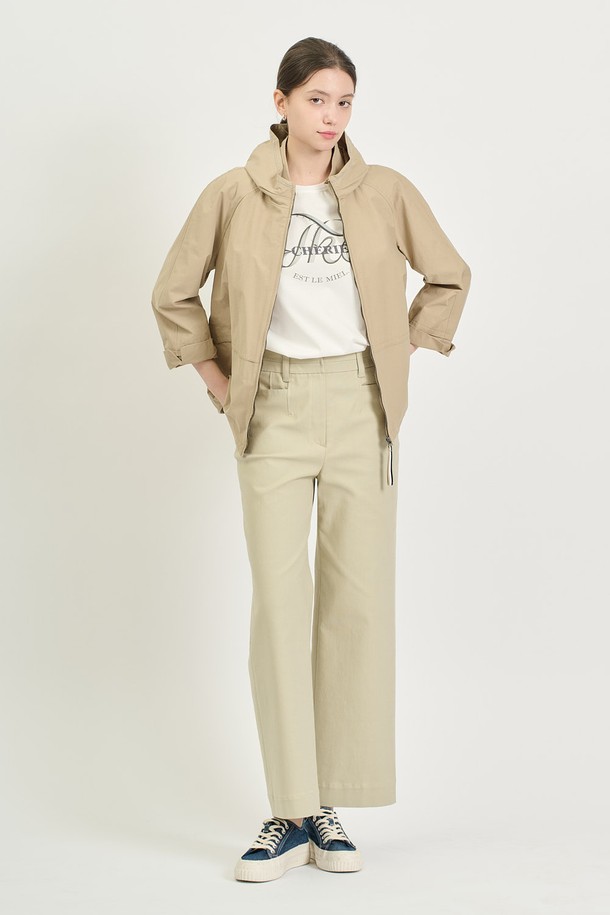 BCBG - 점퍼 - [25SP] 하프 집업 후디 점퍼 - LIGHT BEIGE B5S2G19571