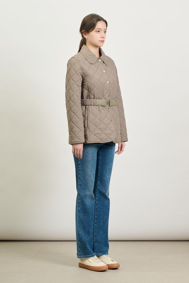 BCBG - 점퍼 - [25SP] 벨티드 퀼팅 점퍼 - KHAKI B5S1R10345