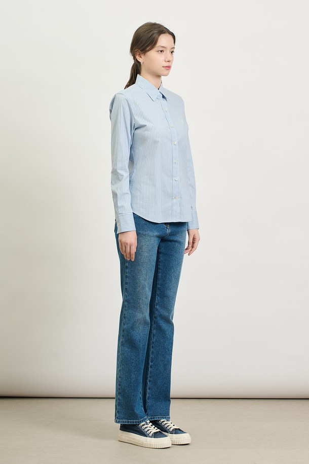 BCBG - 셔츠 - [25SP] 로고자수 스트라이프 셔츠 - LIGHT BLUE B5S1B40651