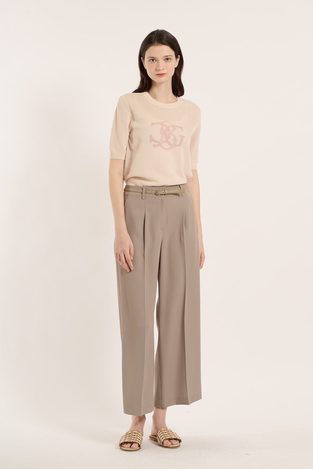 BCBG - 롱/미디팬츠 - [25SM] 벨트세트 와이드 슬렉스 - M BEIGE B5B3P30772