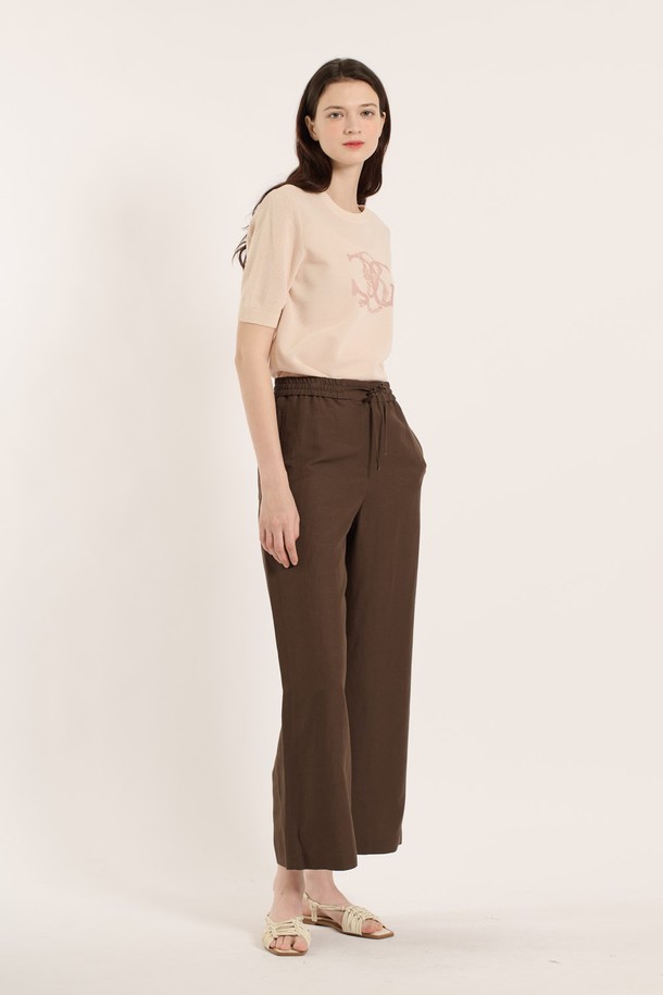 BCBG - 롱/미디팬츠 - [25SU] 허리스트링 팬츠 - BROWN B5B4P38774