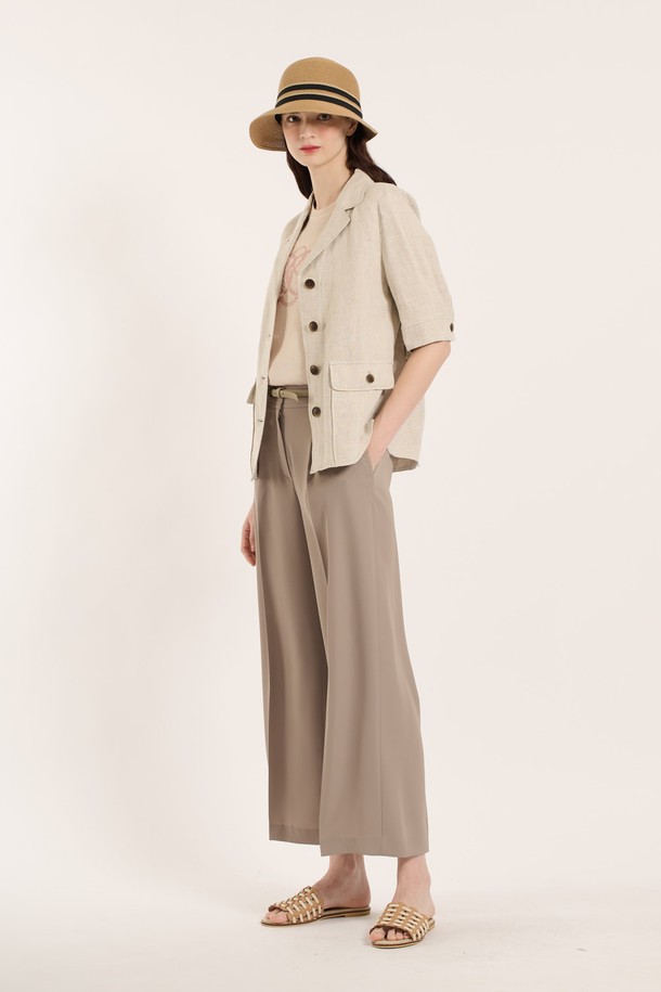 BCBG - 자켓 - [25SM] 아웃포켓 반팔 자켓 - OATMEAL B5B4J12377