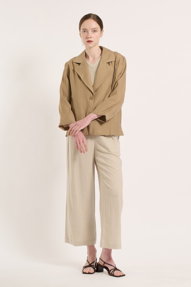 BCBG - 자켓 - [25SU] 투버튼 스티치 자켓 - M BEIGE B5M3G17472