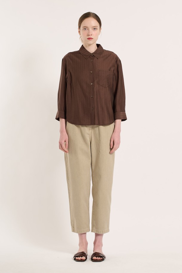 BCBG - 셔츠 - [25SU] 세로결 텐셀 셔츠 - BROWN B5M4B48374