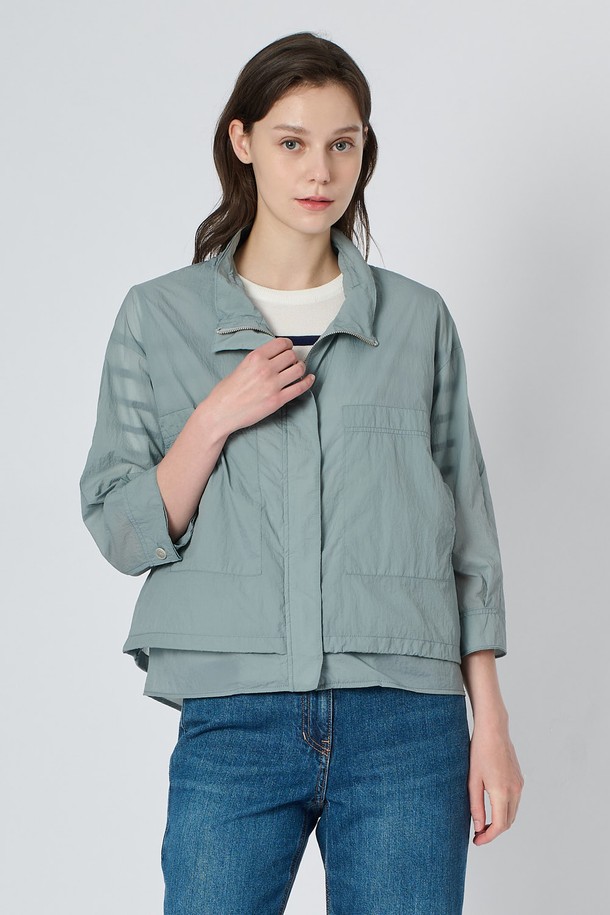 BCBG - 점퍼 - [24FA]하이넥 라이트 점퍼 - Light Gray B4F7R17115