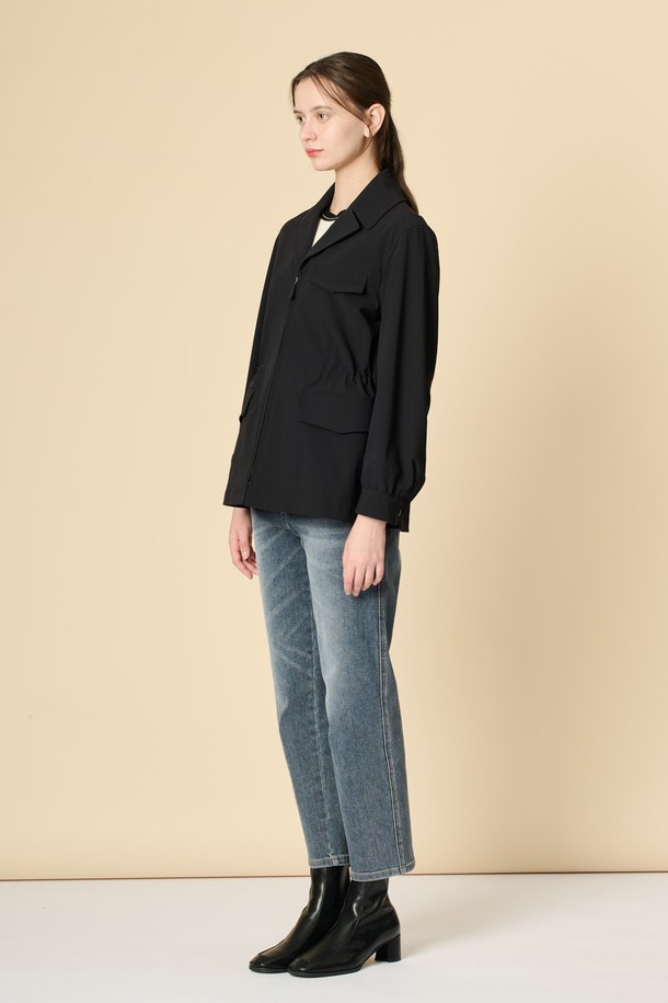 BCBG - 점퍼 - [24FA]드로우스트링 집업 점퍼 - BLACK B4F8R13599