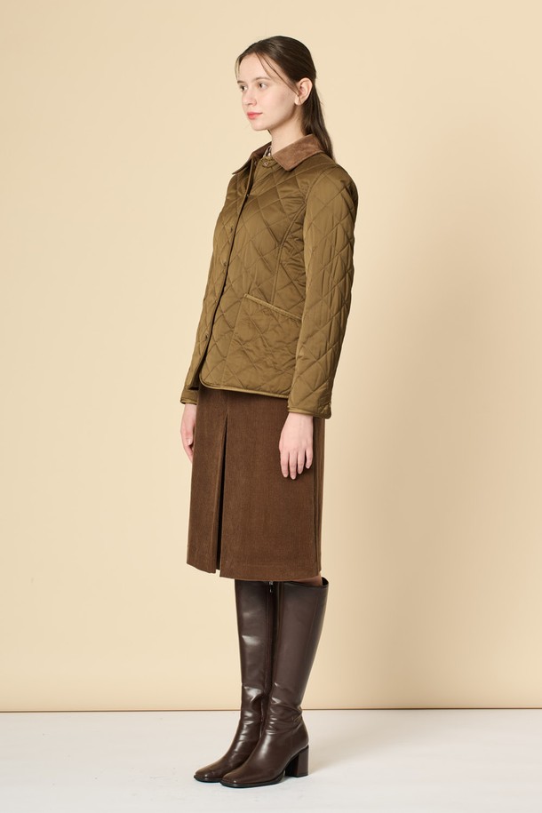 BCBG - 점퍼 - [24WT] 코듀로이 블록 퀼팅 점퍼 - KHAKI B4W9R13045