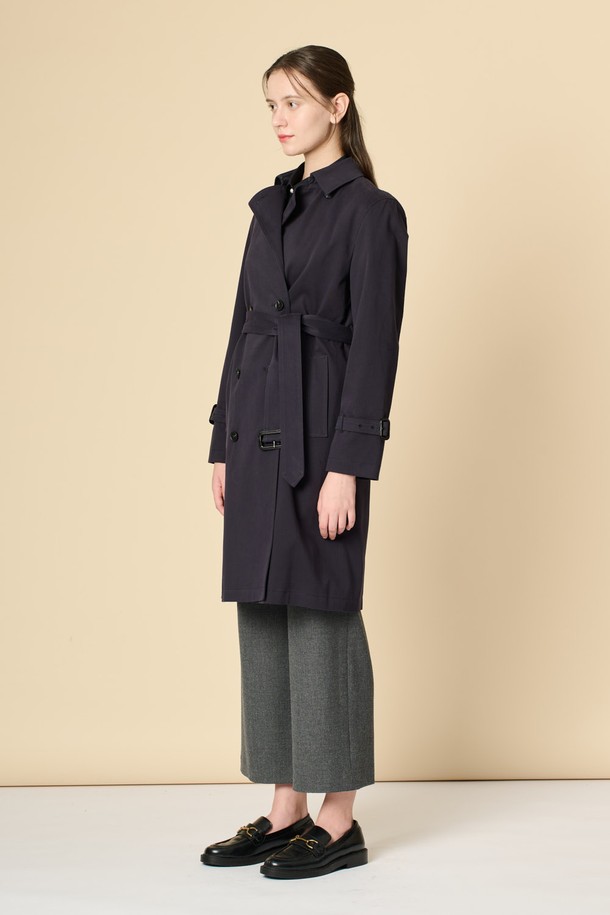 BCBG - 코트 / 패딩 - [24WT]벨티드 더블 트랜치코트 - NAVY B4W9N72055