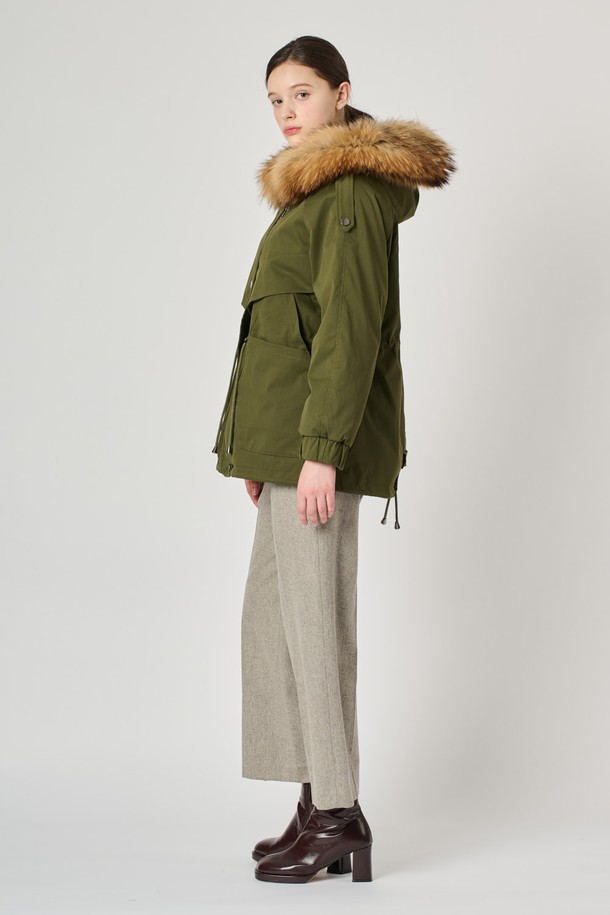 BCBG - 점퍼 - [24WT]라쿤래빗야상 점퍼 - KHAKI B4W9G87545