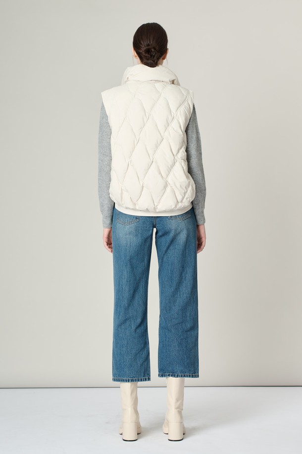 ALL&SUNDRY - 패딩 - [24WT]하이넥 구스 VEST - IVORY A4W9G87013