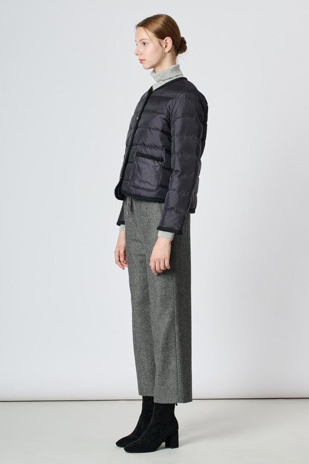 BCBG - 패딩 - [24WT] 텍스처 블록 라운드 다운 - NAVY B4W9G88055