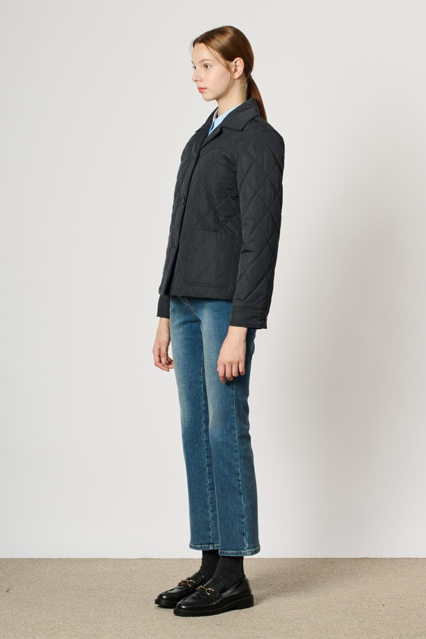 BCBG - 패딩 - [24WT] 퀼티드 카라 패딩 점퍼 - DARK NAVY B4W9R13756