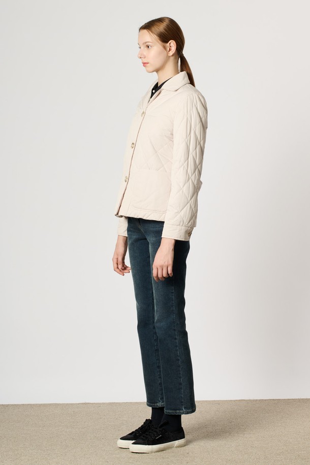 BCBG - 패딩 - [24WT] 퀼티드 카라 패딩 점퍼 - LIGHT BEIGE B4W9R13771