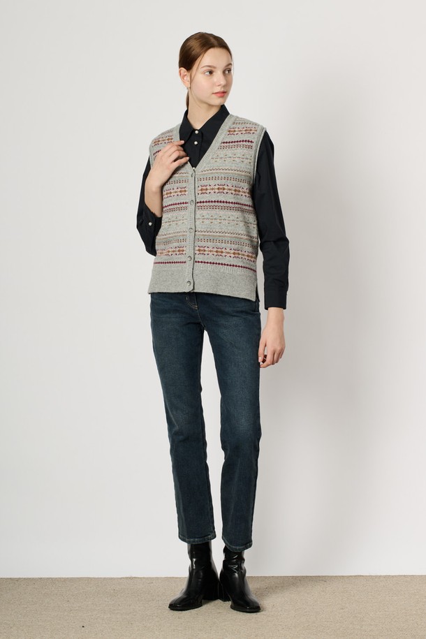 BCBG - 베스트 - [24WT] 페어아일 니트 베스트 - MULTI M GRAY B4WAK51697