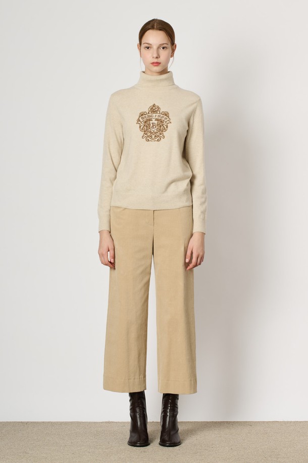 BCBG - 터틀넥 - [24WT] 원포인트 터들넥 니트 탑 - OATMEAL B4WBK32577