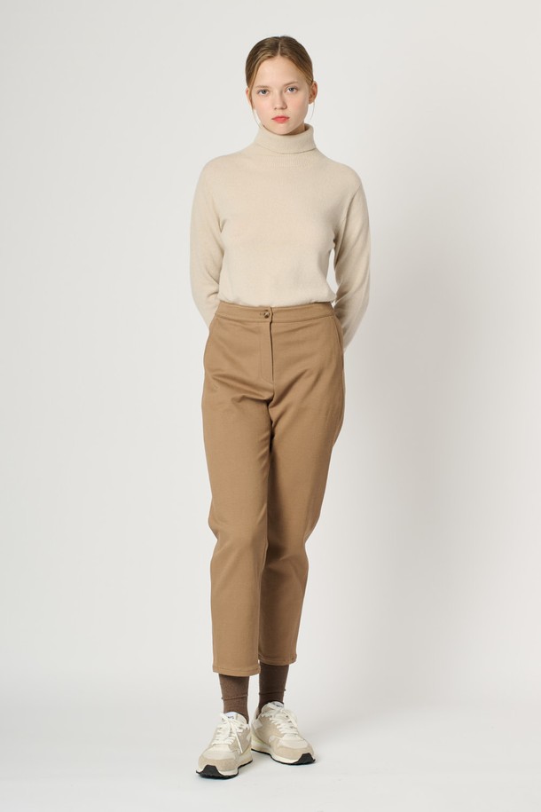 BCBG - 롱/미디팬츠 - [24WT] 백밴딩 테이퍼드 팬츠 - M BEIGE B4WBP38272