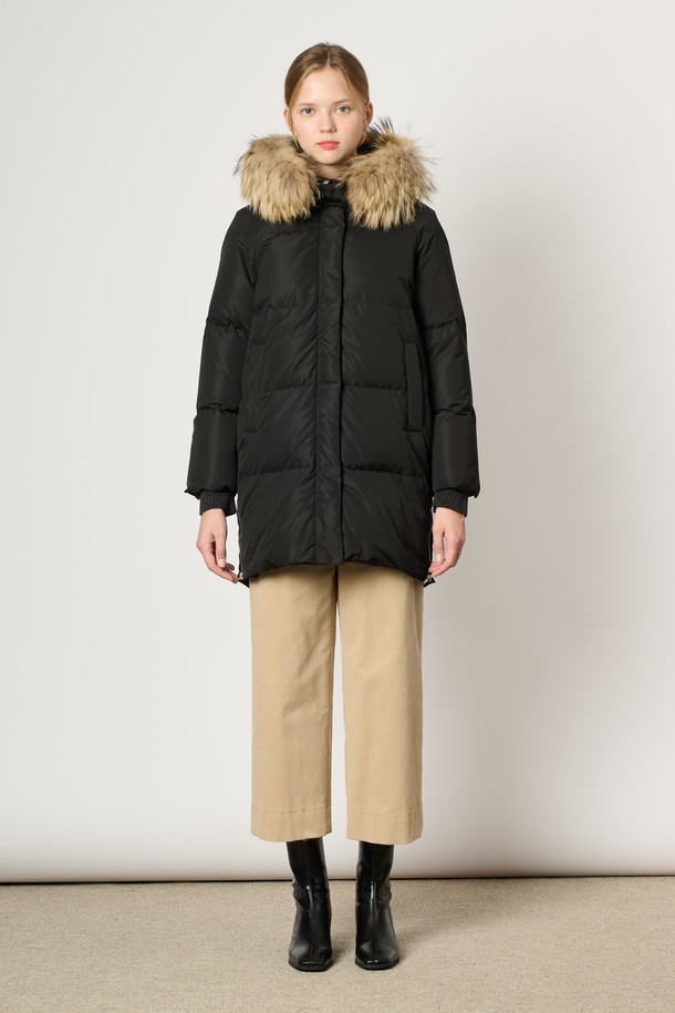 BCBG - 패딩 - [24WT] 라쿤 퍼 넥 다운 - BLACK B4WAF84299