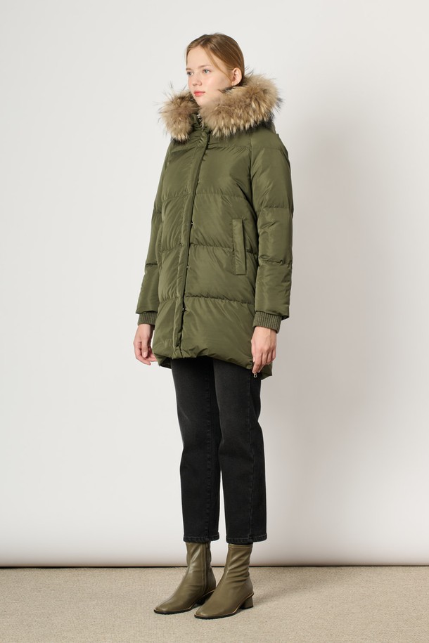 BCBG - 패딩 - [24WT] 라쿤 퍼 넥 다운 - KHAKI B4WAF84282