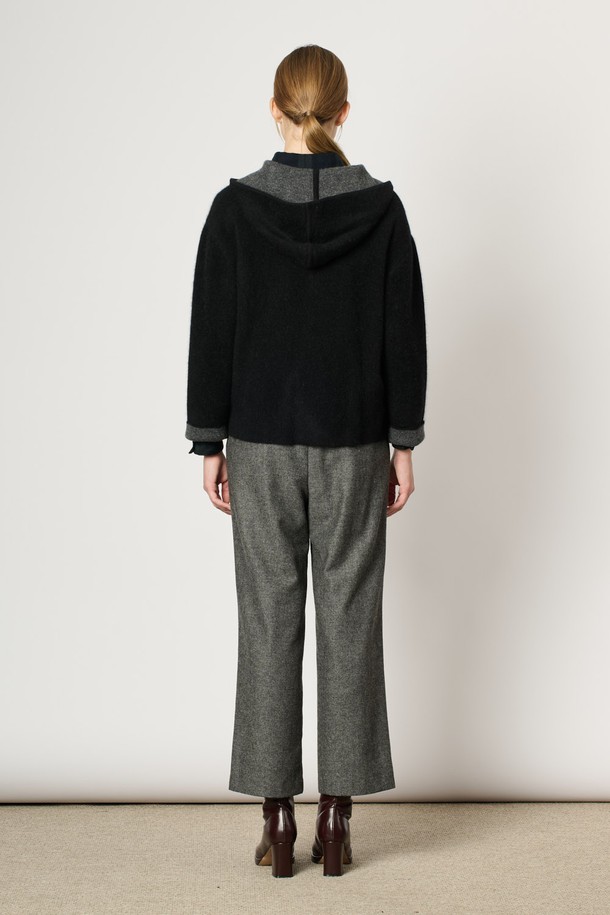 BCBG - 가디건 - [24WT] 라쿤 캐시 후드 집업 - CHARCOAL GRAY B4WAK11598