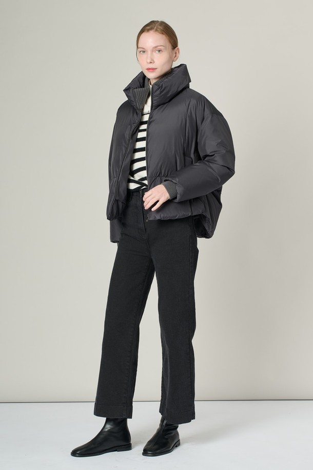 ALL&SUNDRY - 패딩 - [24WT] 니트 배색 구스다운 - CHARCOAL GRAY A4W9F80698