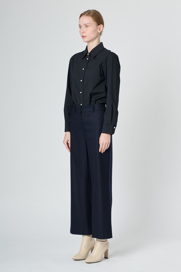 BCBG - 롱/미디팬츠 - [24WT] 울 블랜드 백밴딩 팬츠 -2 - NAVY B4WBP34555