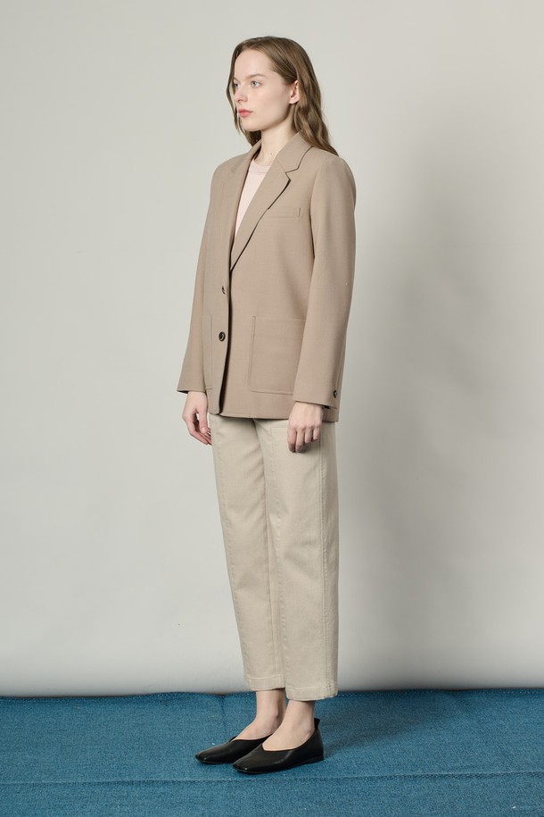 ALL&SUNDRY - 자켓 - [25SS] 싱글 브레스티드 블레이저 - M BEIGE A5S1J10772