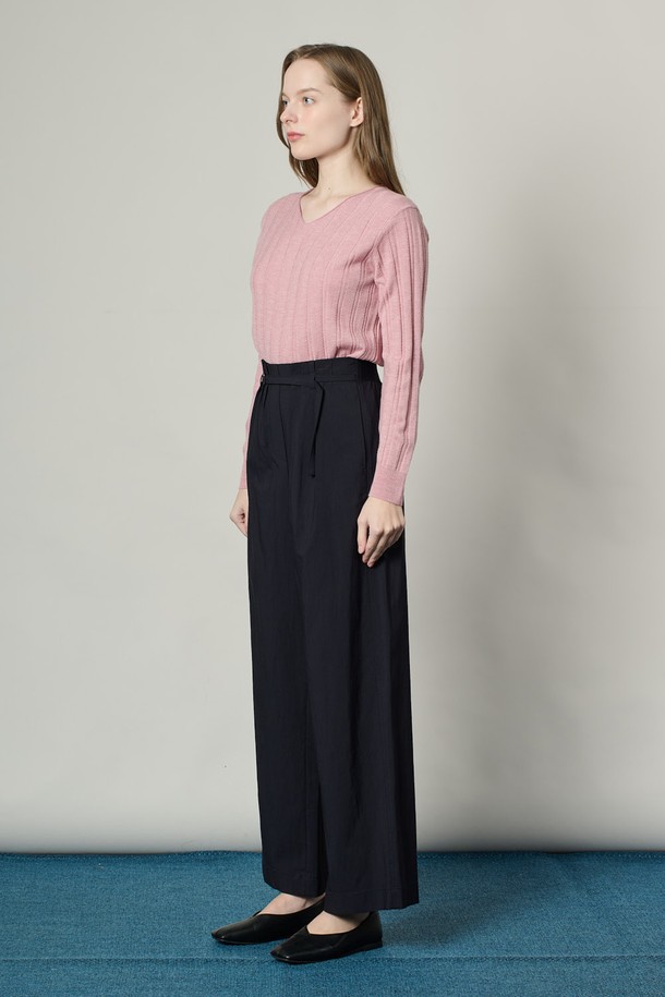 ALL&SUNDRY - 롱/미디팬츠 - [25SS] 롱와이드 팬츠  - DARK NAVY A5S2P32256