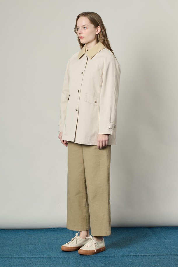 ALL&SUNDRY - 자켓 - [25SS] 코듀로이 칼라블록 하프 자켓 - LIGHT BEIGE A5S2N72271