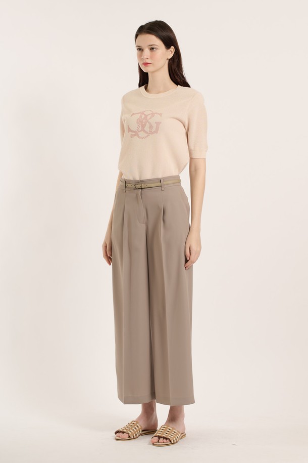 BCBG - 롱/미디팬츠 - [25SM] 벨트세트 와이드 슬렉스 - M BEIGE B5B3P30772