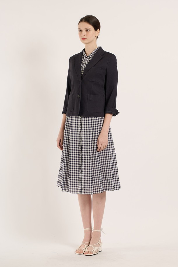 BCBG - 자켓 - [25SM] 린넨 크롭 자켓 - NAVY B5B4J12055