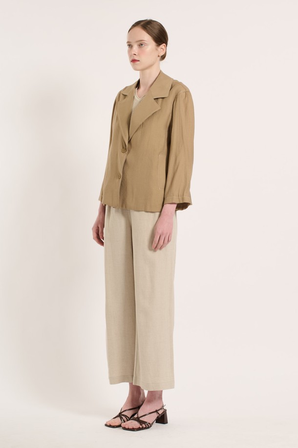BCBG - 자켓 - [25SU] 투버튼 스티치 자켓 - M BEIGE B5M3G17472