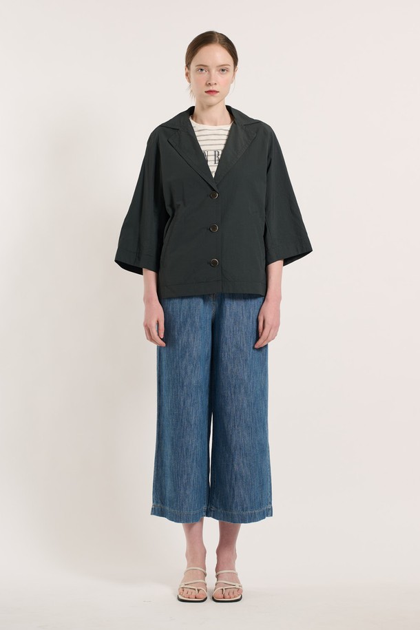 BCBG - 자켓 - [25SU] 더블카라 베이직 자켓 - BLACK NAVY B5M3G17059