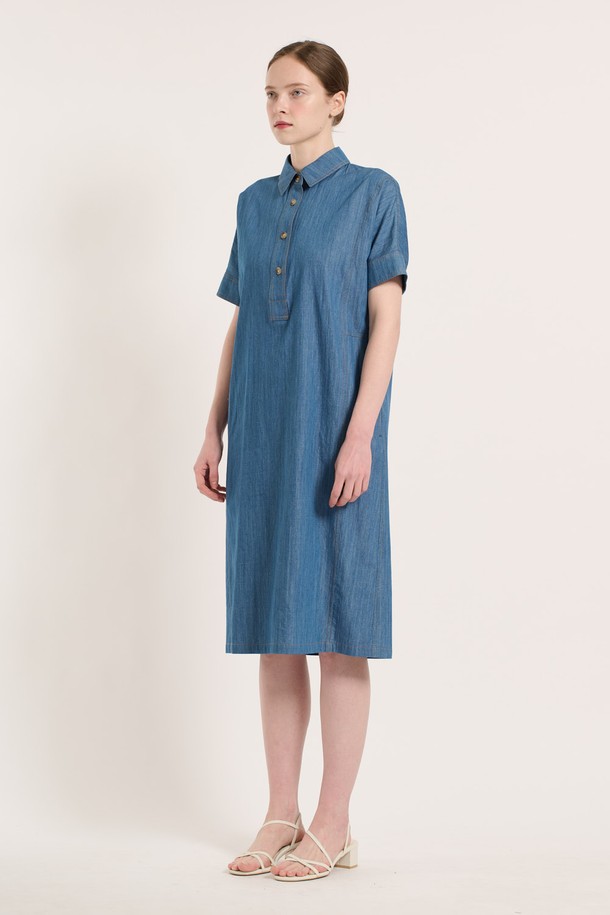 BCBG - 데님 원피스 - [25SU] 데님 스트레이트 원피스 - INDIGO B5M4O68160